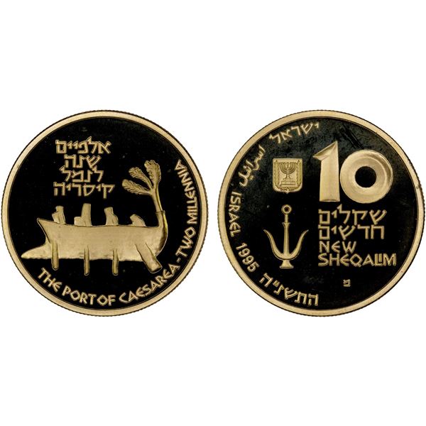 ISRAEL: AV 10 new sheqalim, 1995/JE5755, Proof