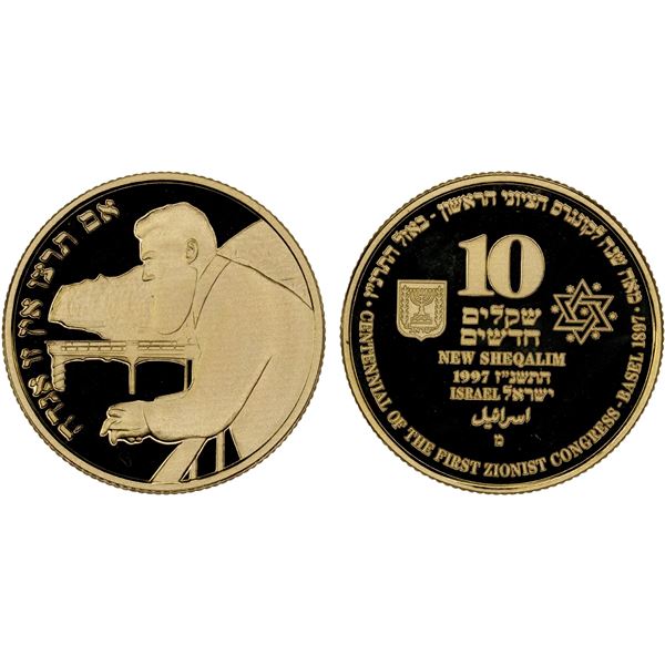 ISRAEL: AV 10 new sheqalim, 1997/JE5757, Proof
