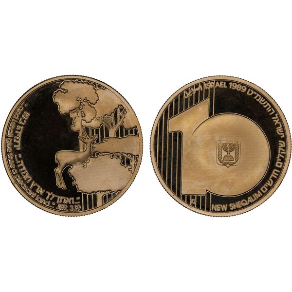 ISRAEL: AV 10 new sheqalim, 1989/JE5749, Proof