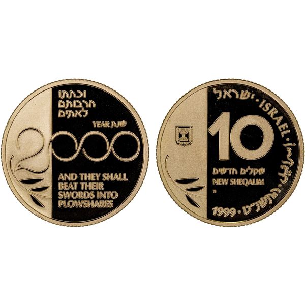 ISRAEL: AV 10 new sheqalim, 1999/JE5759, Proof