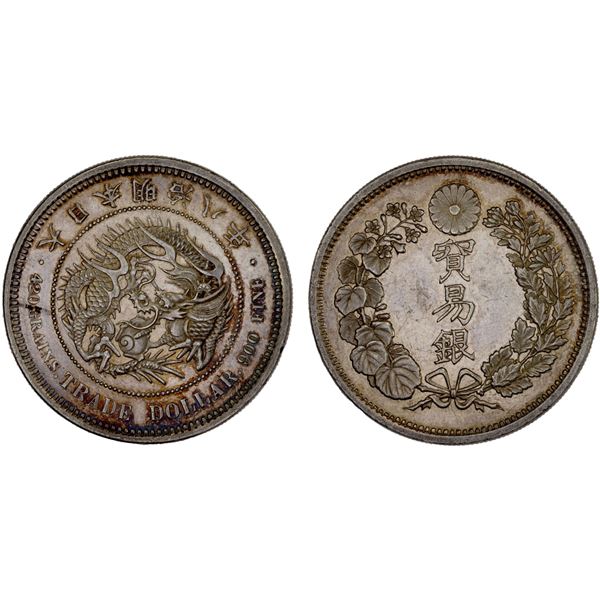 JAPAN: Meiji, 1868-1912, AR trade dollar, year 8 (1875), AU