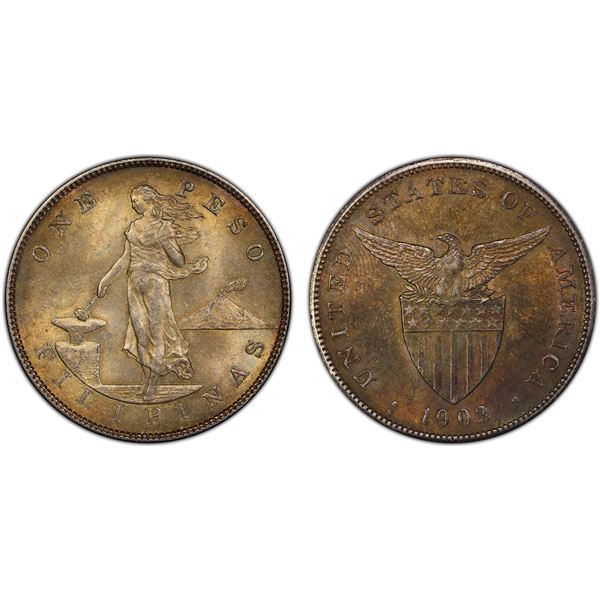 PHILIPPINES: U.S. Territory, AR peso, 1903-S, PCGS MS62