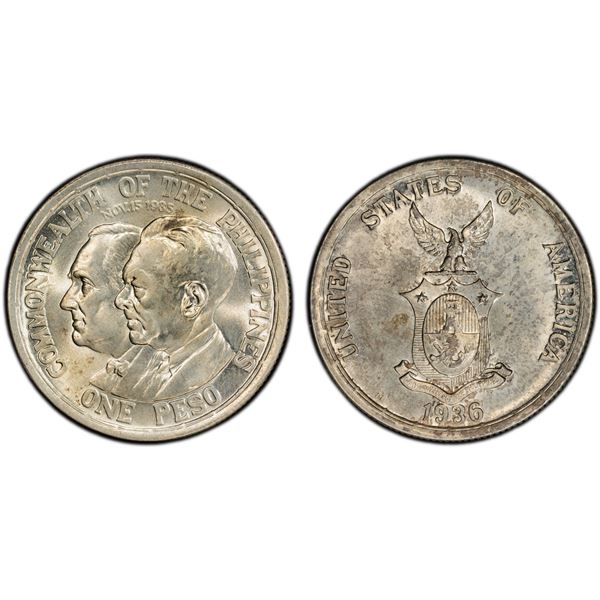 PHILIPPINES: Commonwealth, AR peso, 1936-M, PCGS MS65