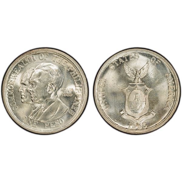 PHILIPPINES: Commonwealth, AR peso, 1936-M, PCGS MS65