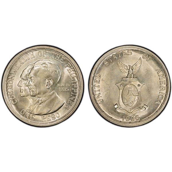 PHILIPPINES: Commonwealth, AR peso, 1936-M, PCGS MS63