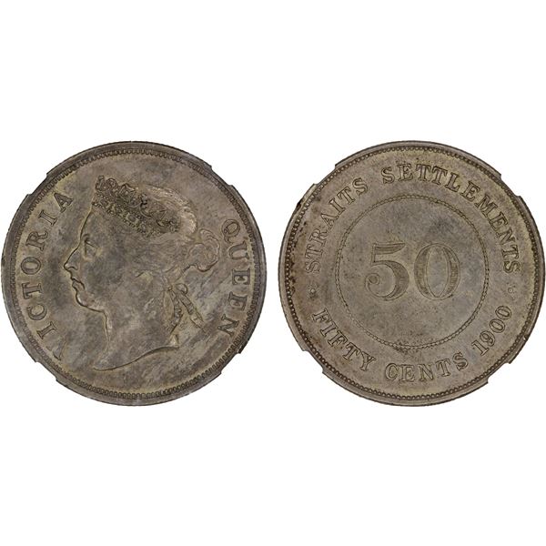 STRAITS SETTLEMENTS: Victoria, 1867-1901, AR 50 cents, 1900, NGC AU55