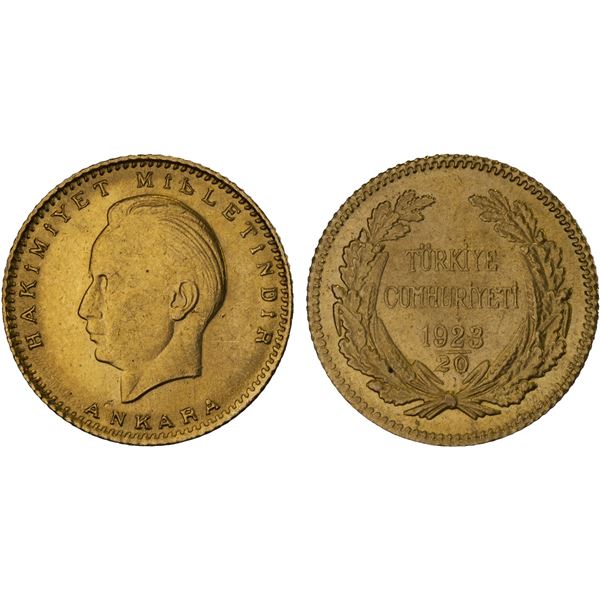 TURKEY: Republic, AV 25 kurush, 1923/20 (1943), XF-AU