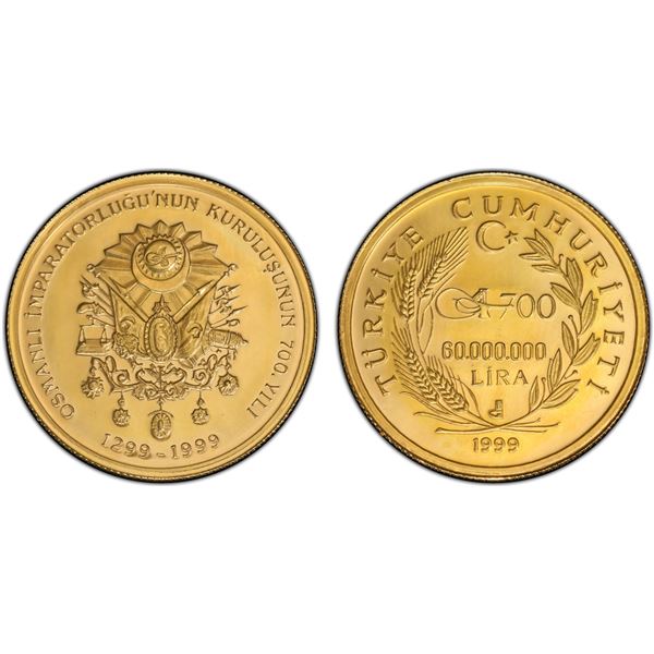 TURKEY: Republic, AV 60,000,000 lira, 1999, PCGS Proof 63