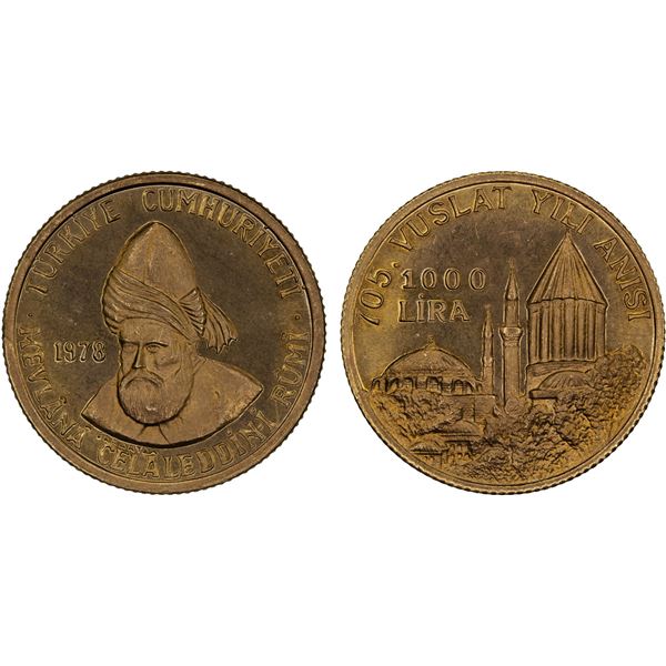 TURKEY: Republic, AV 1000 lira, 1978, Choice Proof
