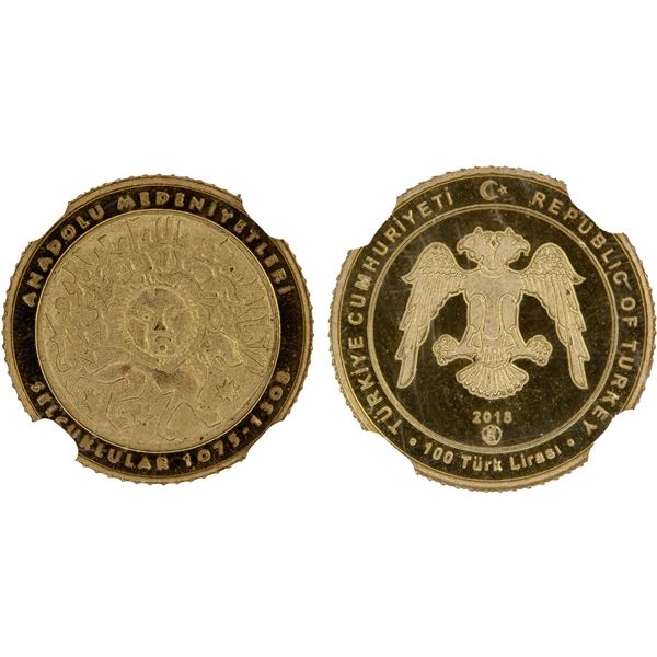 TURKEY: Republic, AV 100 lira, 2018, NGC PF69 Ultra Cameo