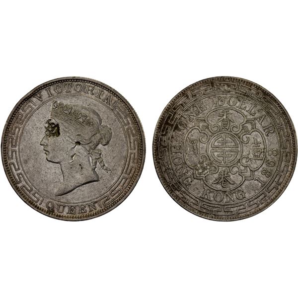 HONG KONG: Victoria, 1841-1901, AR dollar (26.67g), 1868, XF