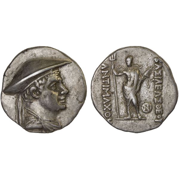 BACTRIA: Antimachos I Theos, ca. 185-170 BC, AR drachm (4.27g), VF