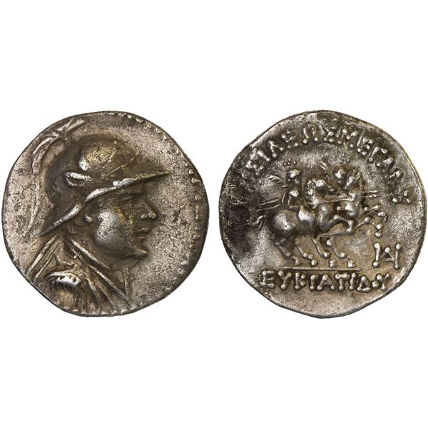 BACTRIA: Eukratides I Megas, ca. 170-145 BC, AR drachm (4.05g), VF