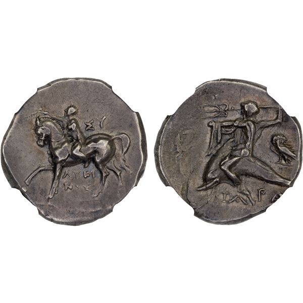 CALABRIA: Tarentum, AR nomos (didrachm) (6.08g), ca. 272-240 BC, NGC Choice VF
