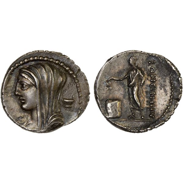 ROMAN REPUBLIC: L. Cassius Longinus, AR denarius (3.95g), Rome, 60 BC, Choice VF