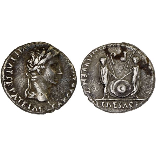 ROMAN EMPIRE: Augustus, 27 BC-14 AD, AR denarius (3.43g), Lugdunum, 2 BC-4 AD, VF