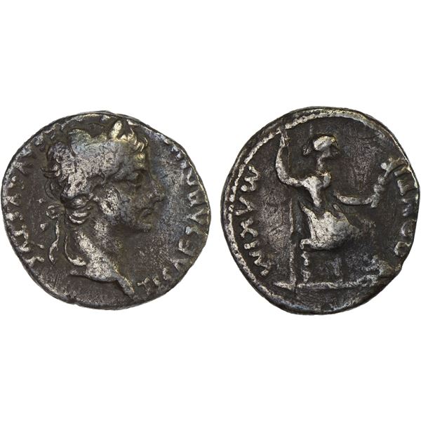 ROMAN EMPIRE: Tiberius, 14-37 AD, AR denarius (3.32g), Lugdunum, F-VF