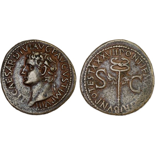 ROMAN EMPIRE: Tiberius, 14-37 AD, AE as (10.92g), Rome, 35-36 AD, Choice VF