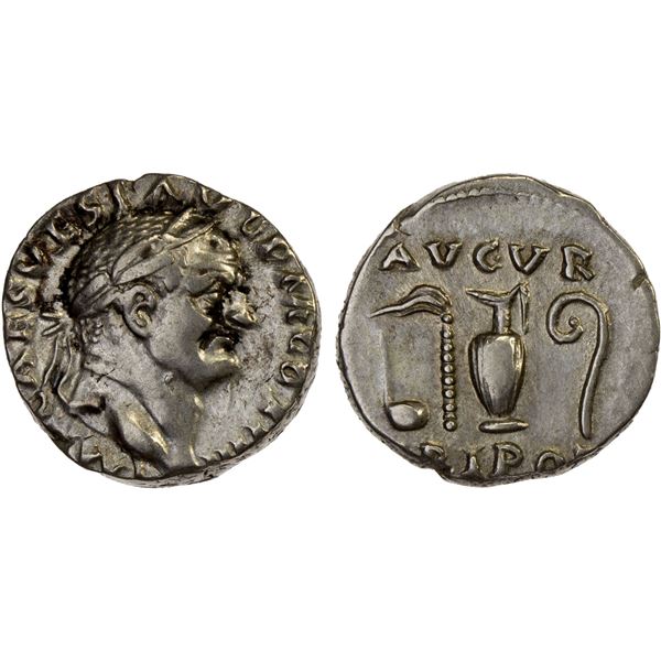 ROMAN EMPIRE: Vespasian, 69-79 AD, AR denarius (3.45g), Rome, 71 AD, Choice VF