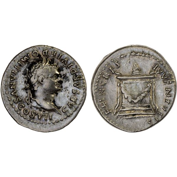 ROMAN EMPIRE: Domitian, as caesar, 69-81 AD, AR denarius (3.53g), Rome, 80-81 AD, VF