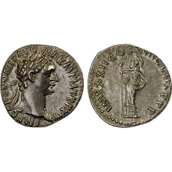 ROMAN EMPIRE: Domitian, 81-96 AD, AR denarius (3.71g), Rome, 95 AD, XF