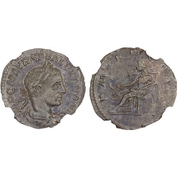 ROMAN EMPIRE: Severus Alexander, 222-235 AD, AR denarius, Rome, 223 AD, NGC Choice AU