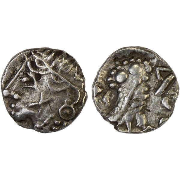 SABAEAN: Anonymous, AR 1/4 unit (0.71g), ca. 3rd-2nd century BC, VF