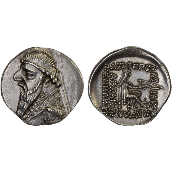 PARTHIAN KINGDOM: Mithradates II, ca. 123-88 BC, AR drachm (4.18g), Rhagai, AU