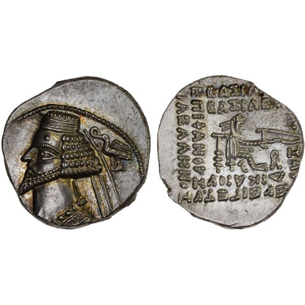 PARTHIAN KINGDOM: Phraates IV, ca. 38-2 BC, AR drachm (4.05g), Laodicea, Choice AU