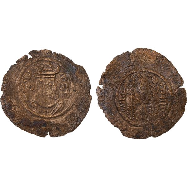ARAB-SASANIAN: Anonymous, ca. 700-720, AE pashiz (0.66g), NM, F-VF