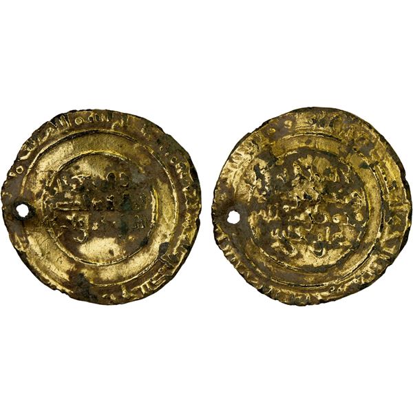 FATIMID: al-Mustansir, 1036-1094, gilt 1/4 dinar, crude VF