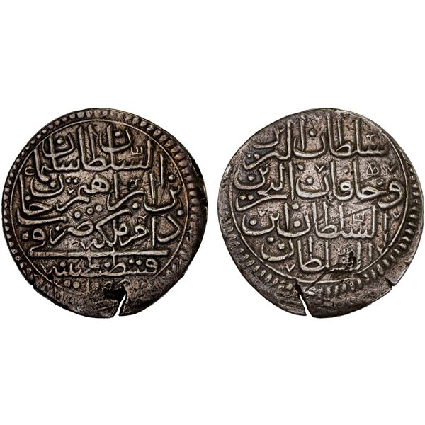 TURKEY: Süleyman II, 1687-1691, AR 1/2 kurush (20 para) (7.88g), Kostantiniye, AH1099, VF