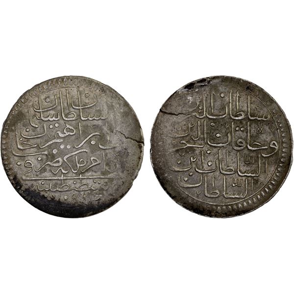 TURKEY: Süleyman II, 1687-1691, AR kurush (40 para) (18.70g), Kostantiniye, AH1099, bold VF