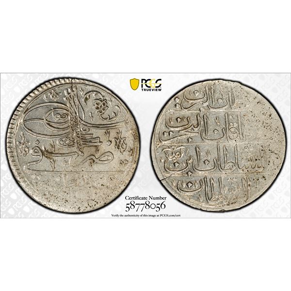 TURKEY: Ahmed III, 1703-1730, AR yirmilik (20 para), Kostantiniye, AH1115, PCGS MS61