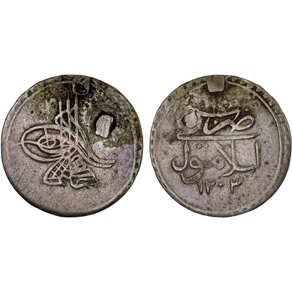 TURKEY: Selim III, 1789-1807, AR beshlik (5 para) (2.35g), Islambul, AH1203 year 1, VF