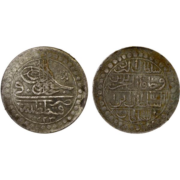 TURKEY: Mahmud II, 1808-1839, AR 5 para, AH1223 year 1, VF
