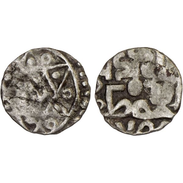 GREAT MONGOLS: Anonymous, ca. 640s-660s, AR 1/5 dirham (0.60g), Qara Qorum, ND, VF