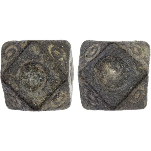 MEDIEVAL ISLAMIC: AE polyhedral weight (14.52g), ca. 8th-12th century, VF