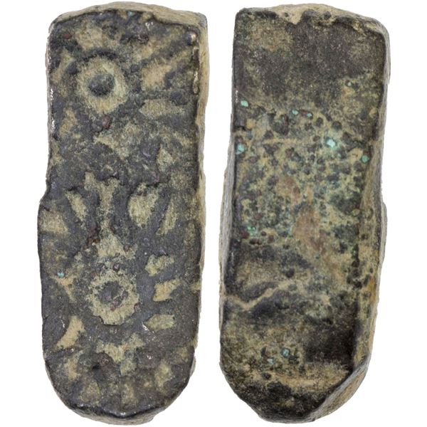 GANDHARA: Punchmarked, ca. 450-300 BC, AE shatamana (11.41g), VF