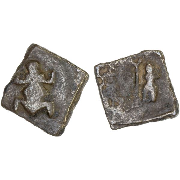 SAURASHTRA: Anonymous, 1st century BC, AE square unit (2.50g), F-VF