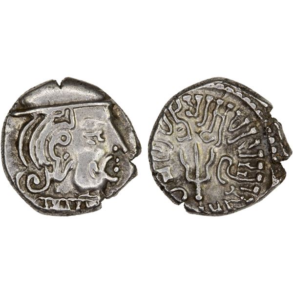 POST WESTERN KSHATRAPAS: Madasena, ca. 415-450, AR drachm (1.85g), Choice XF