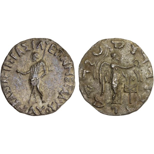INDO-SCYTHIAN: Maues, ca. 90-57 BC, AR tetradrachm (8.27g), VF