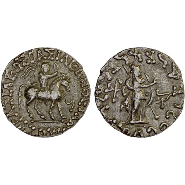 INDO-SCYTHIAN: Azes, ca. 58-12 BC, AR tetradrachm (9.64g), Choice VF
