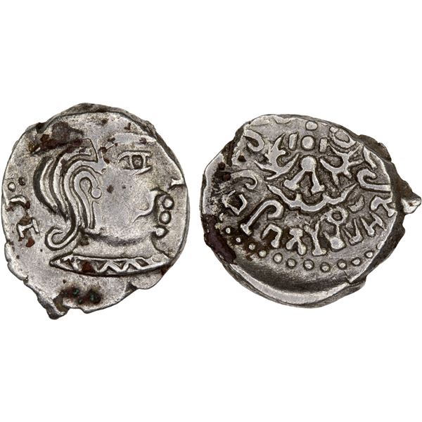 GUPTA: Kumaragupta, ca. 409-452, AR drachm (1.97g), Gupta Era 102 (= 422 AD), VF-XF