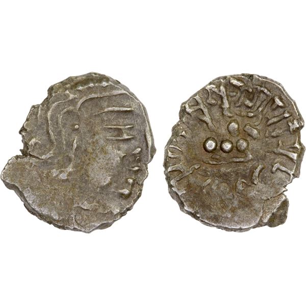 GUPTA: Skandagupta, ca. 448-467, AR drachm (1.40g), crude XF