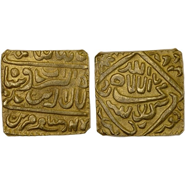 MUGHAL: Jeweler's Imitations, AV square mohur (11.45g), "Urdu Zafar Qarin", AH"1000", AU