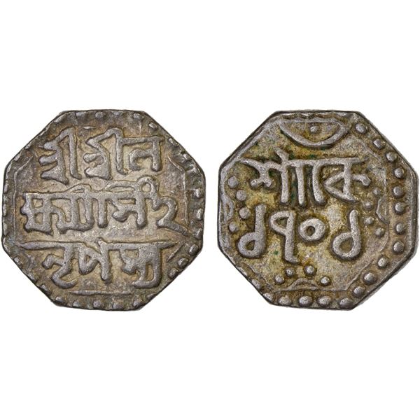 ASSAM: Lakshmi Simha, 1769-1780, AR 1/4 rupee (2.77g), SE1701, Choice VF
