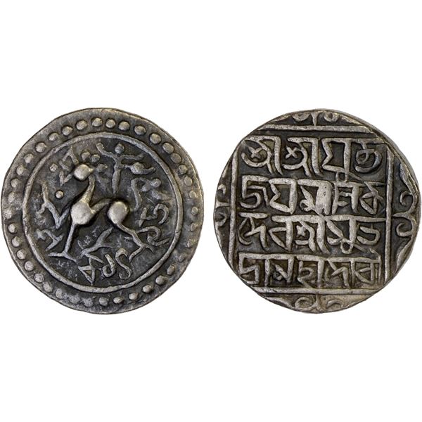 TRIPURA: Jaya Manikya, 1573-1577, AR tanka (10.57g), SE1495, nice F-VF