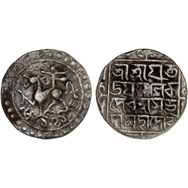 TRIPURA: Jaya Manikya, 1573-1577, AR tanka (10.30g), SE1495, Fine