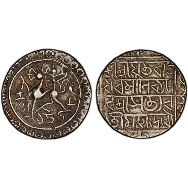 TRIPURA: Rajadhara Manikya, 1586-1599, AR tanka (10.63g), SE1508 (1586), PCGS XF details